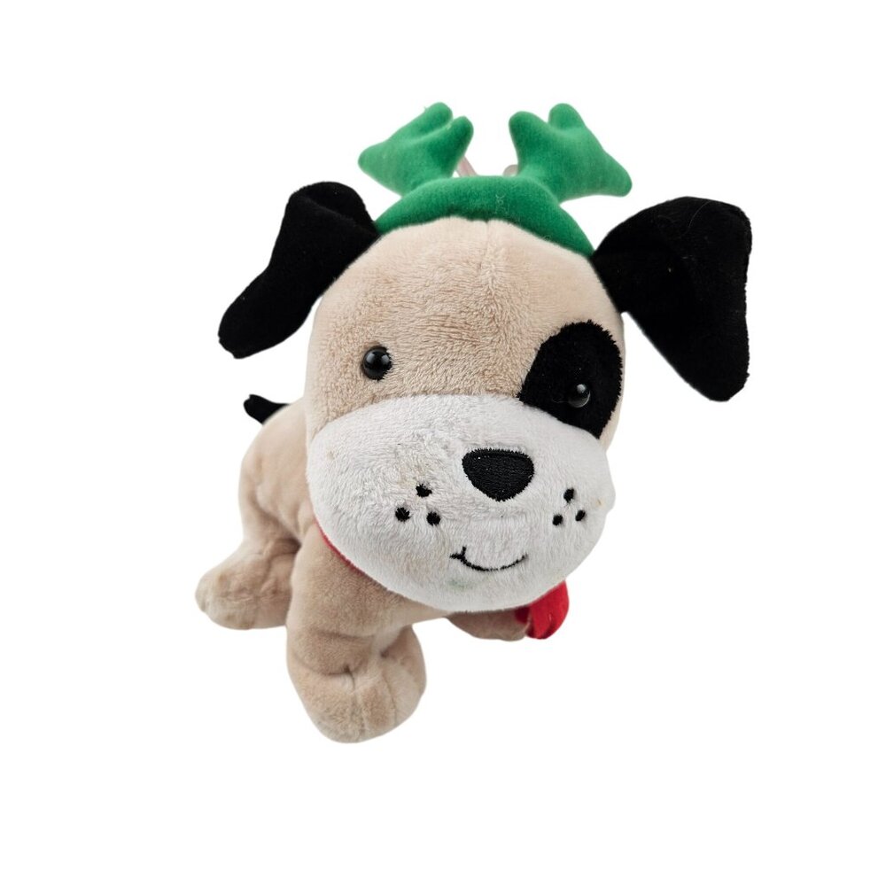 Hallmark Holiday Pup Plush Green Antlers Reindeer Christmas Stuffed Animal